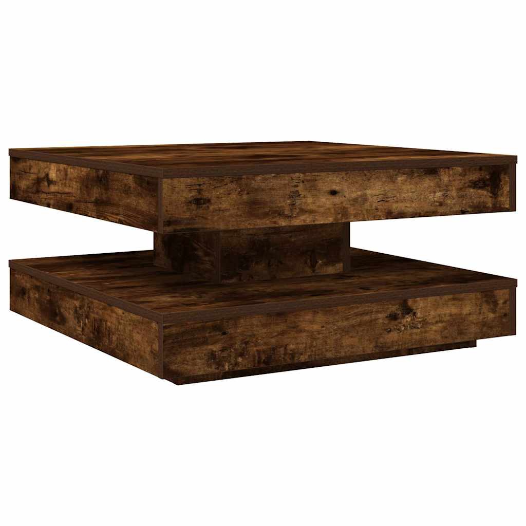vidaXL Stolik kawowy obrotowy 360 stopni, dąb wędzony, 70x70x34,5 cm