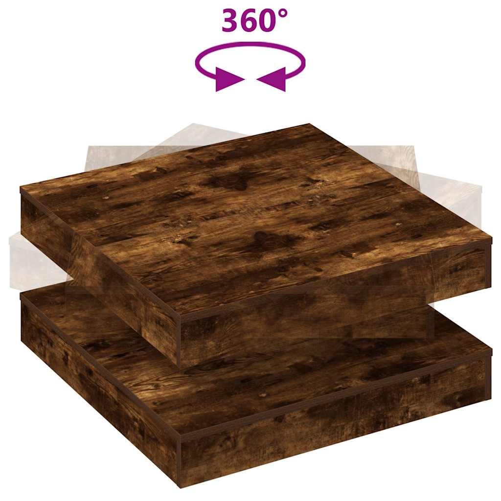 vidaXL Stolik kawowy obrotowy 360 stopni, dąb wędzony, 70x70x34,5 cm