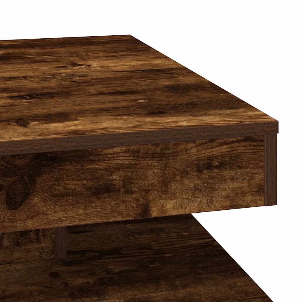 vidaXL Stolik kawowy obrotowy 360 stopni, dąb wędzony, 70x70x34,5 cm