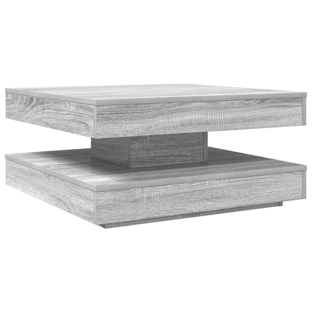 vidaXL Stolik kawowy obrotowy 360 stopni, szary Sonoma, 70x70x34,5 cm