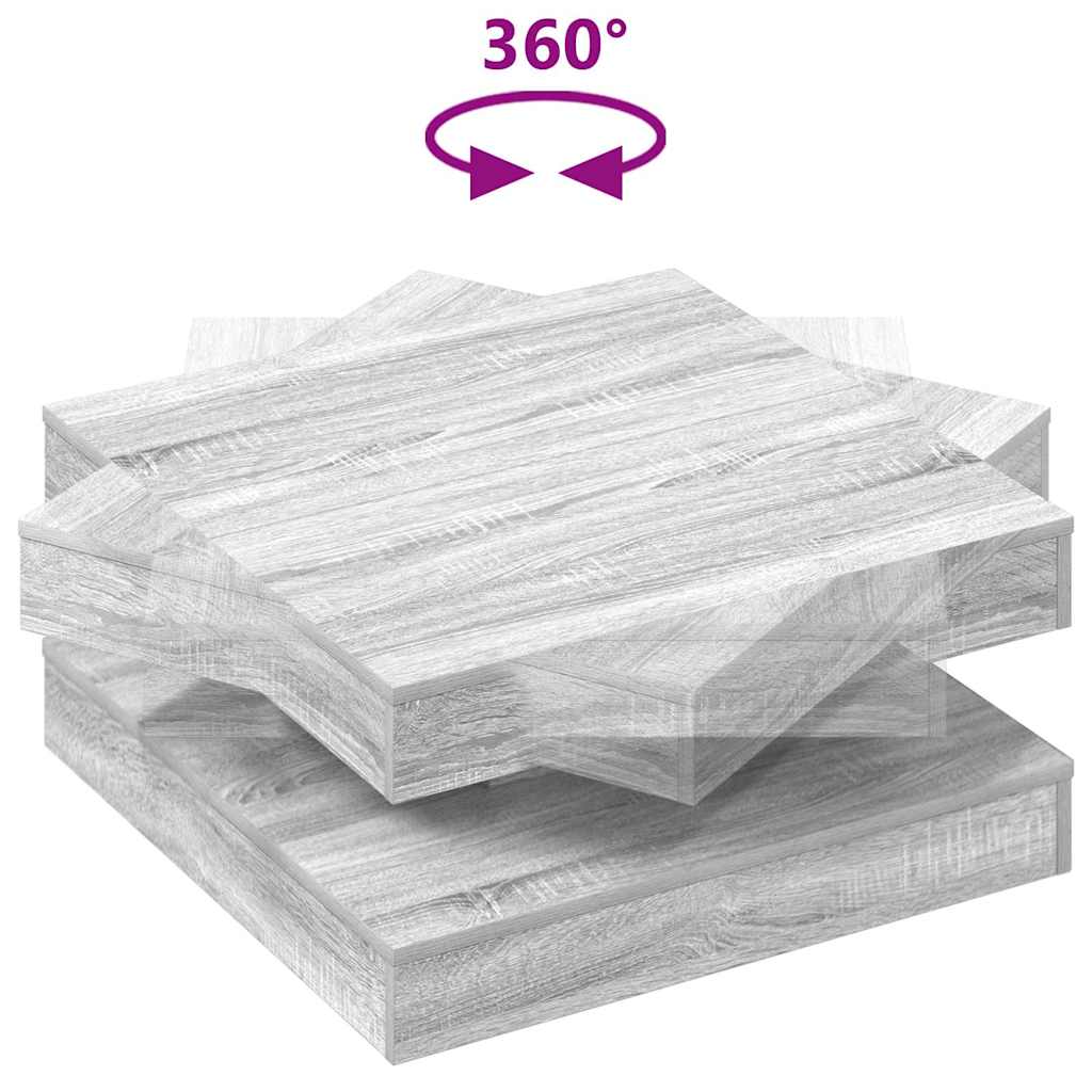 vidaXL Stolik kawowy obrotowy 360 stopni, szary Sonoma, 70x70x34,5 cm