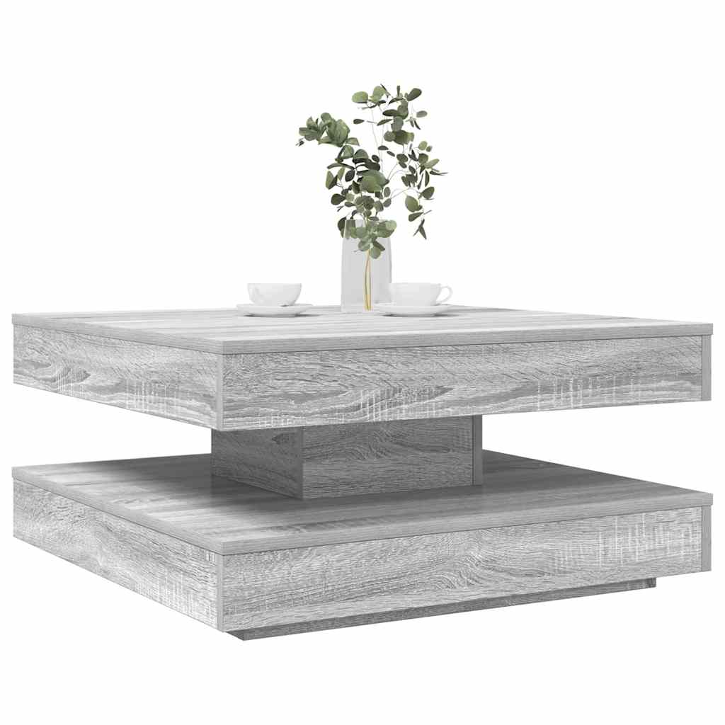 vidaXL Stolik kawowy obrotowy 360 stopni, szary Sonoma, 70x70x34,5 cm