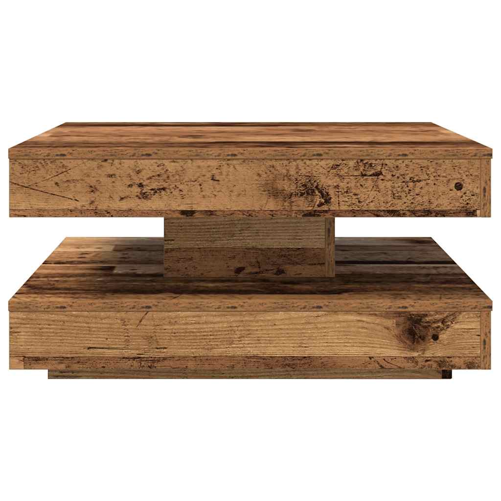 vidaXL Stolik kawowy obrotowy 360 stopni, stare drewno, 70x70x34,5 cm