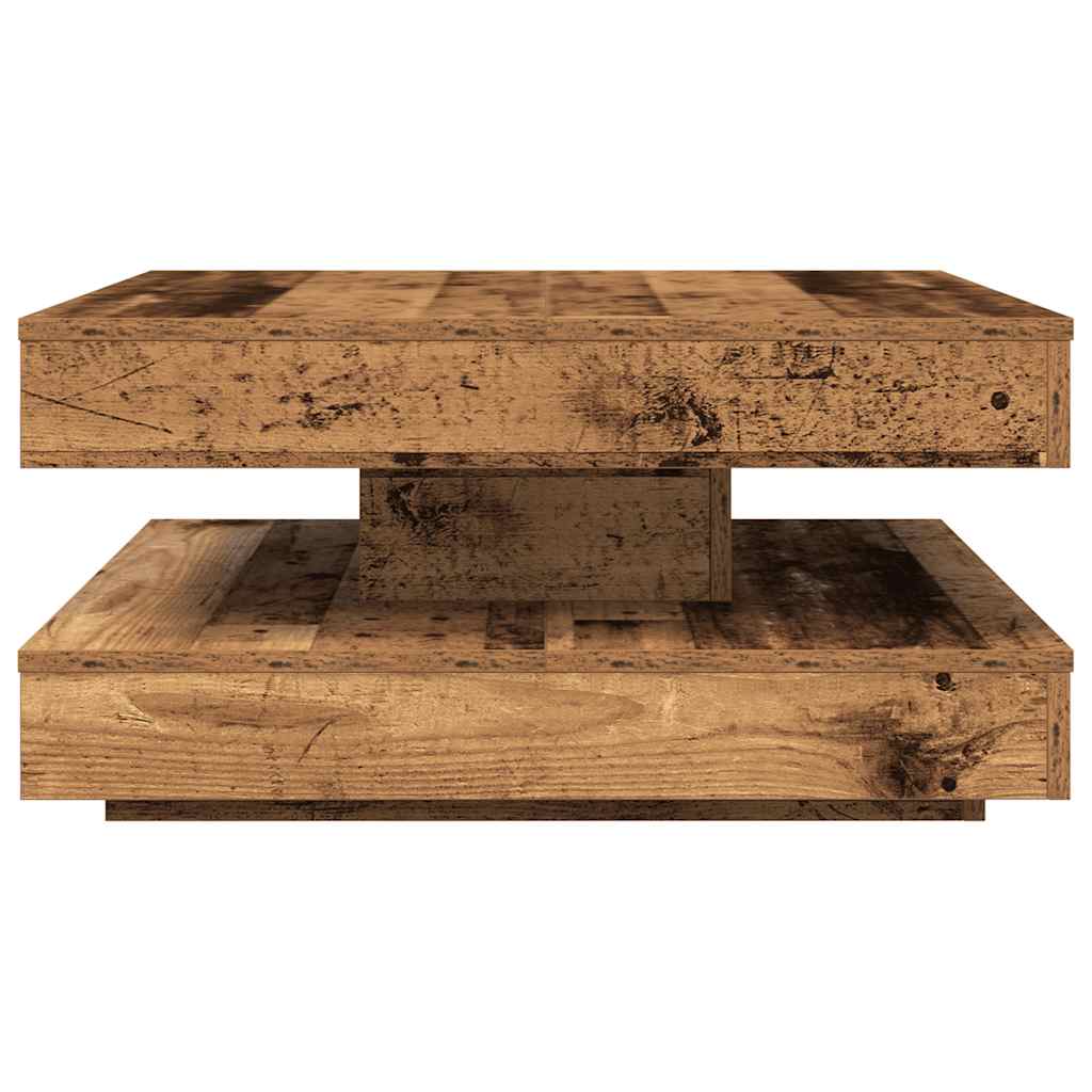 vidaXL Stolik kawowy obrotowy 360 stopni, stare drewno, 70x70x34,5 cm