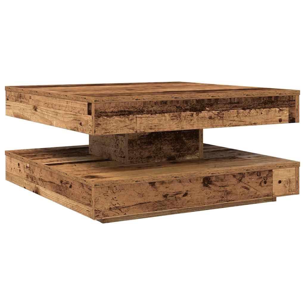 vidaXL Stolik kawowy obrotowy 360 stopni, stare drewno, 70x70x34,5 cm
