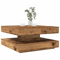 vidaXL Stolik kawowy obrotowy 360 stopni, stare drewno, 70x70x34,5 cm