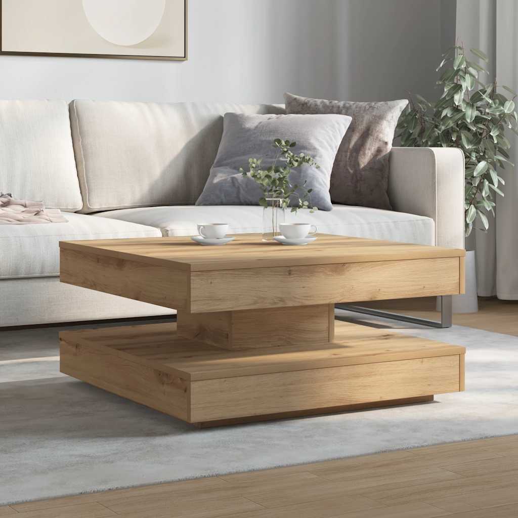 vidaXL Stolik kawowy obrotowy 360 stopni, dąb rzemieślniczy, 70x70x34,5 cm