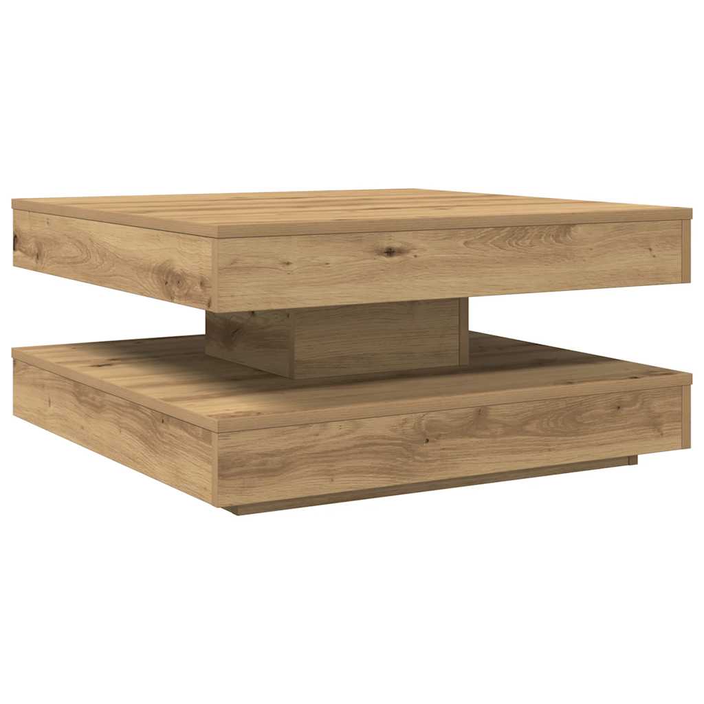 vidaXL Stolik kawowy obrotowy 360 stopni, dąb rzemieślniczy, 70x70x34,5 cm