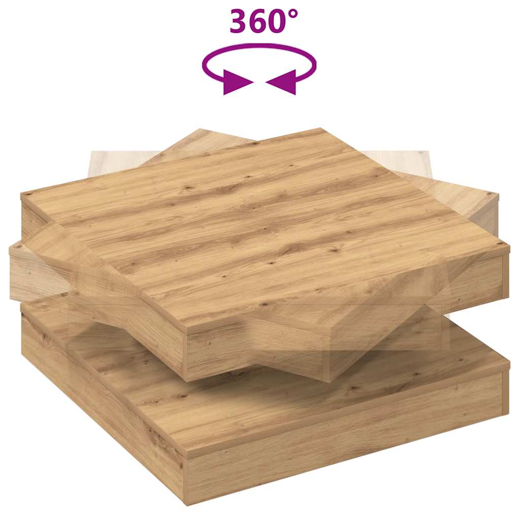 vidaXL Stolik kawowy obrotowy 360 stopni, dąb rzemieślniczy, 70x70x34,5 cm