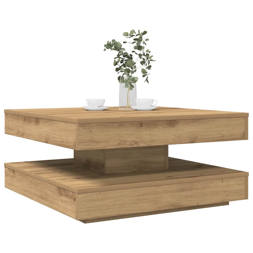 vidaXL Stolik kawowy obrotowy 360 stopni, dąb rzemieślniczy, 70x70x34,5 cm