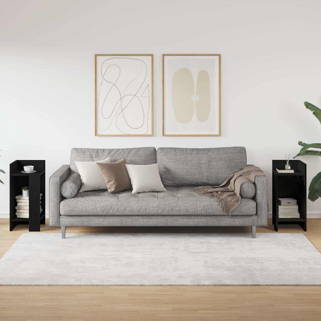 vidaXL Stoliki boczne 2 szt. z półką, czarne, 25,5x27x60 cm