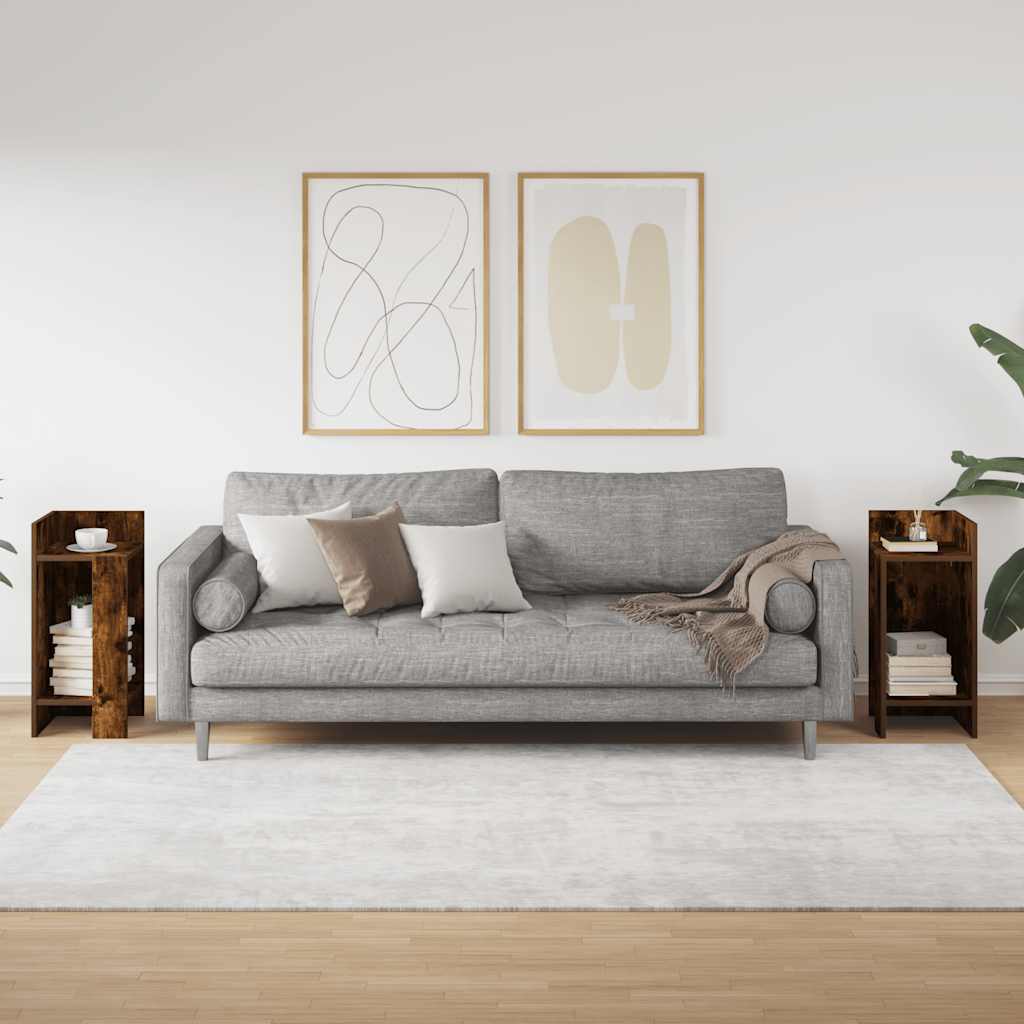 vidaXL Stoliki boczne 2 szt. z półką, przydymiony dąb, 25,5x27x60 cm