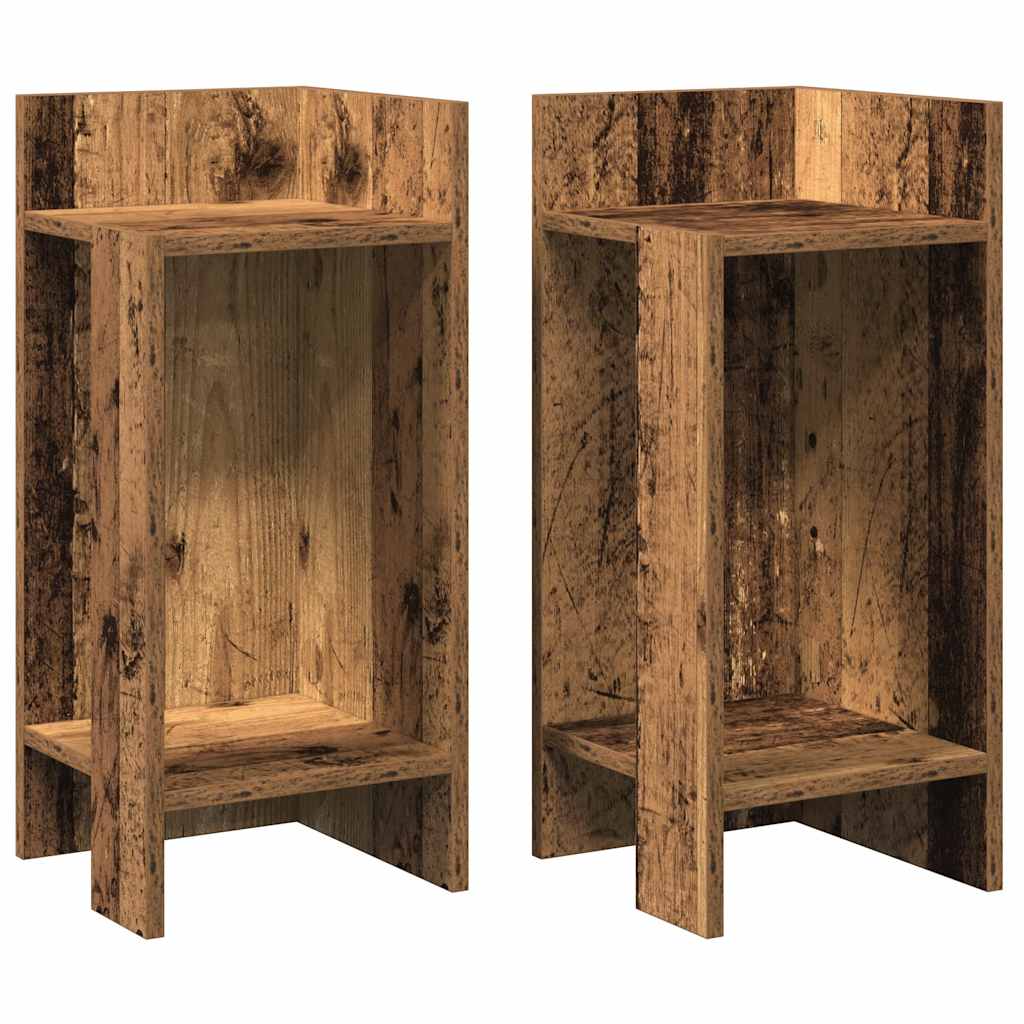 vidaXL Stoliki boczne 2 szt. z półką, stare drewno, 25,5x27x60 cm