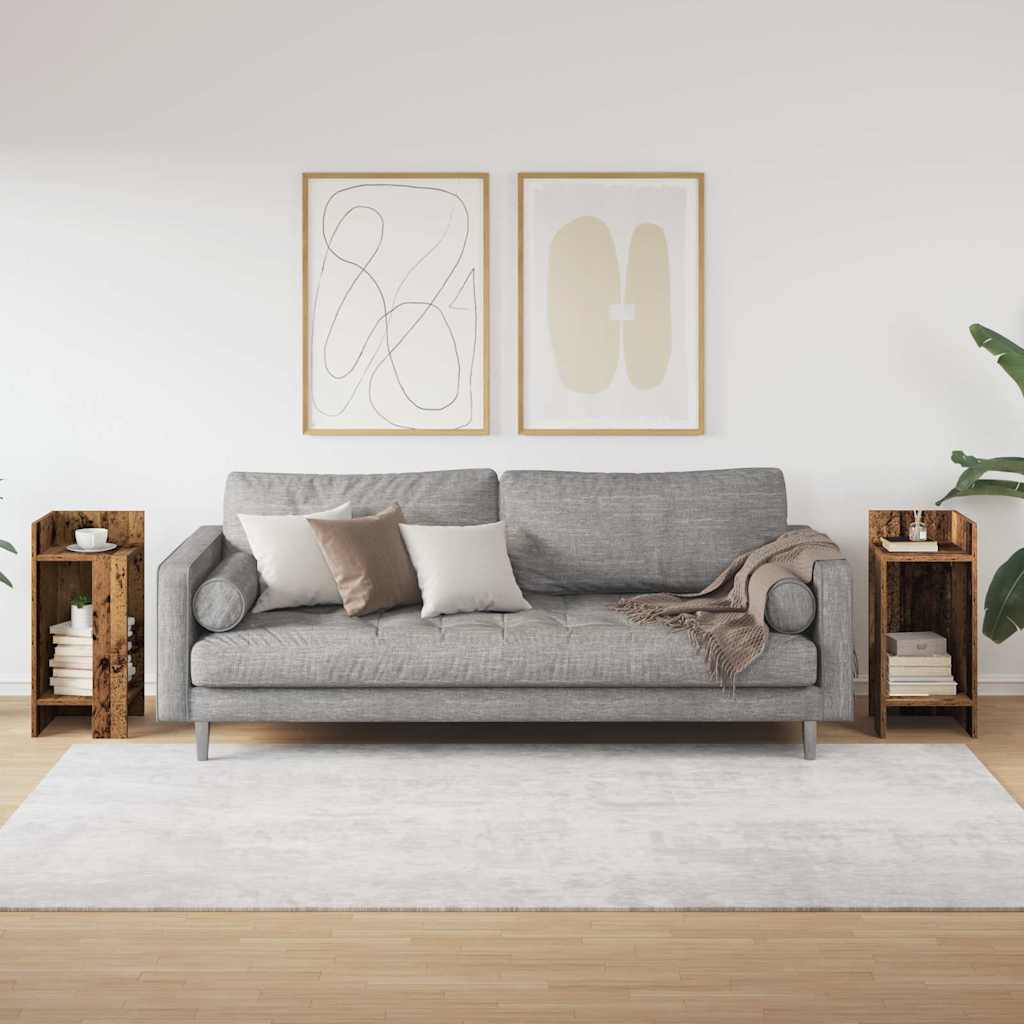 vidaXL Stoliki boczne 2 szt. z półką, stare drewno, 25,5x27x60 cm