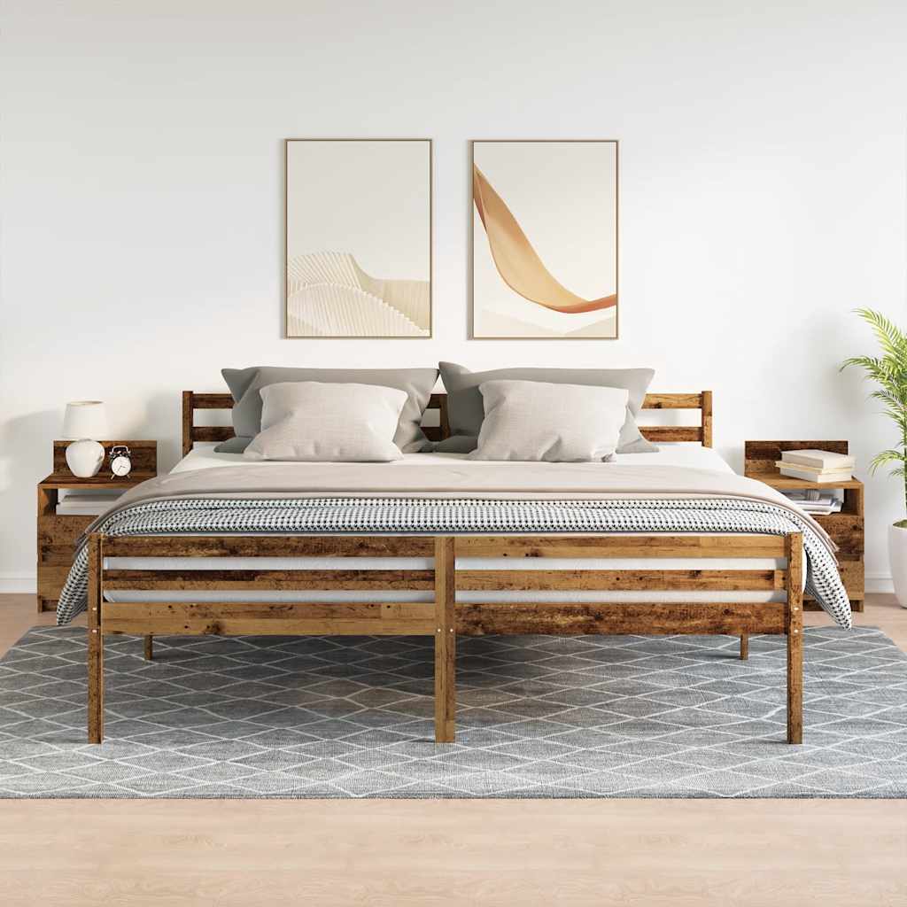 vidaXL Szafki nocne z 2 szufladami, 2 szt., stare drewno, 40x33x60 cm