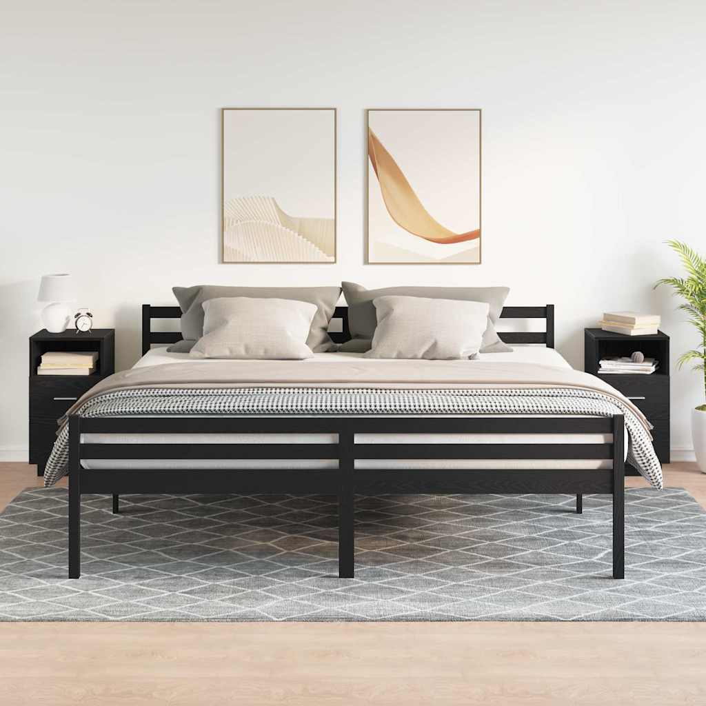 vidaXL Szafki nocne z 2 szufladami, 2 szt., czarne, 36x36x68 cm