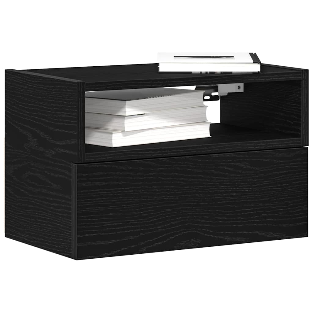 vidaXL Wisząca szafka nocna, czarna, 45x26x28,5 cm