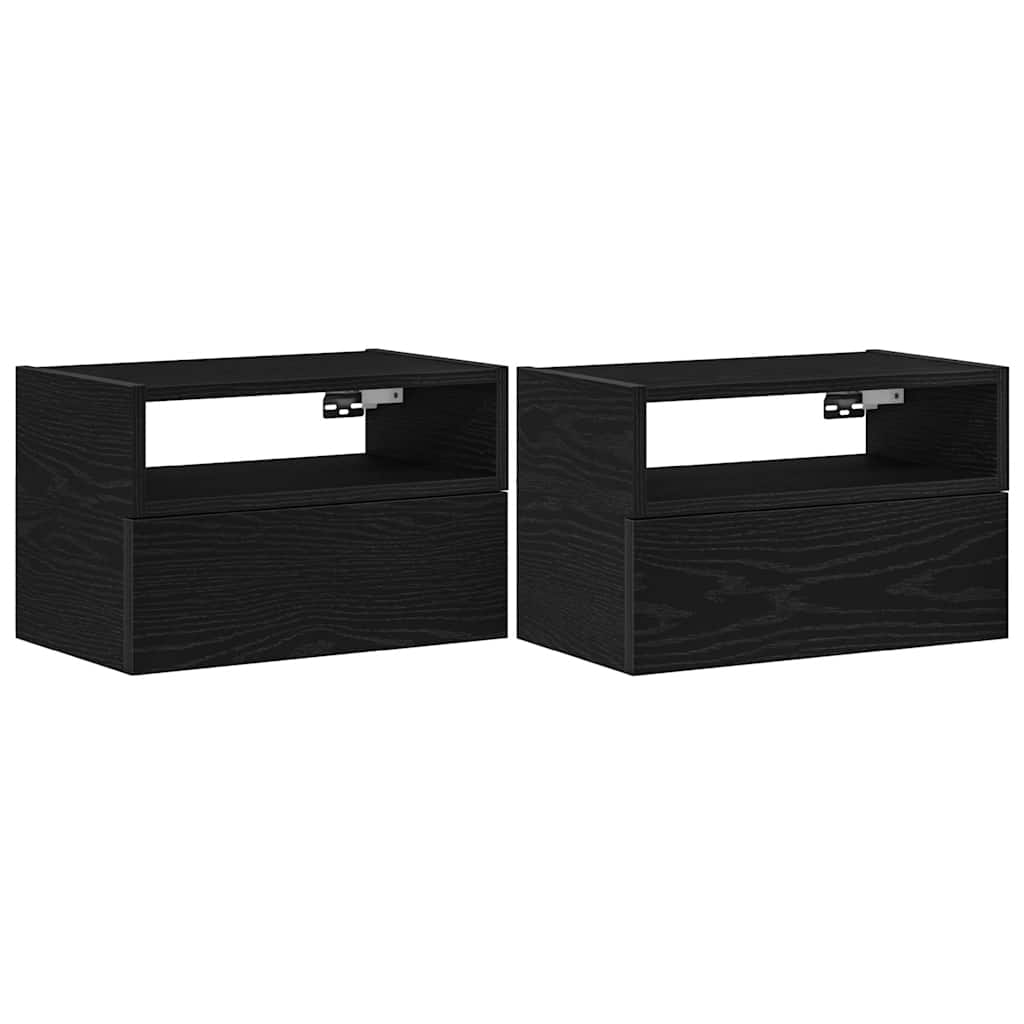 vidaXL Wiszące szafki nocne, 2 szt., czarne, 45x26x28,5 cm