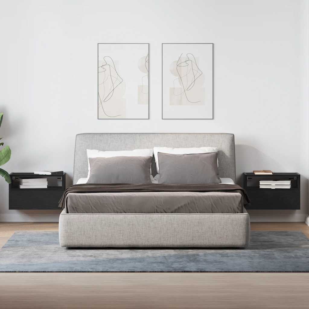 vidaXL Wiszące szafki nocne, 2 szt., czarne, 45x26x28,5 cm