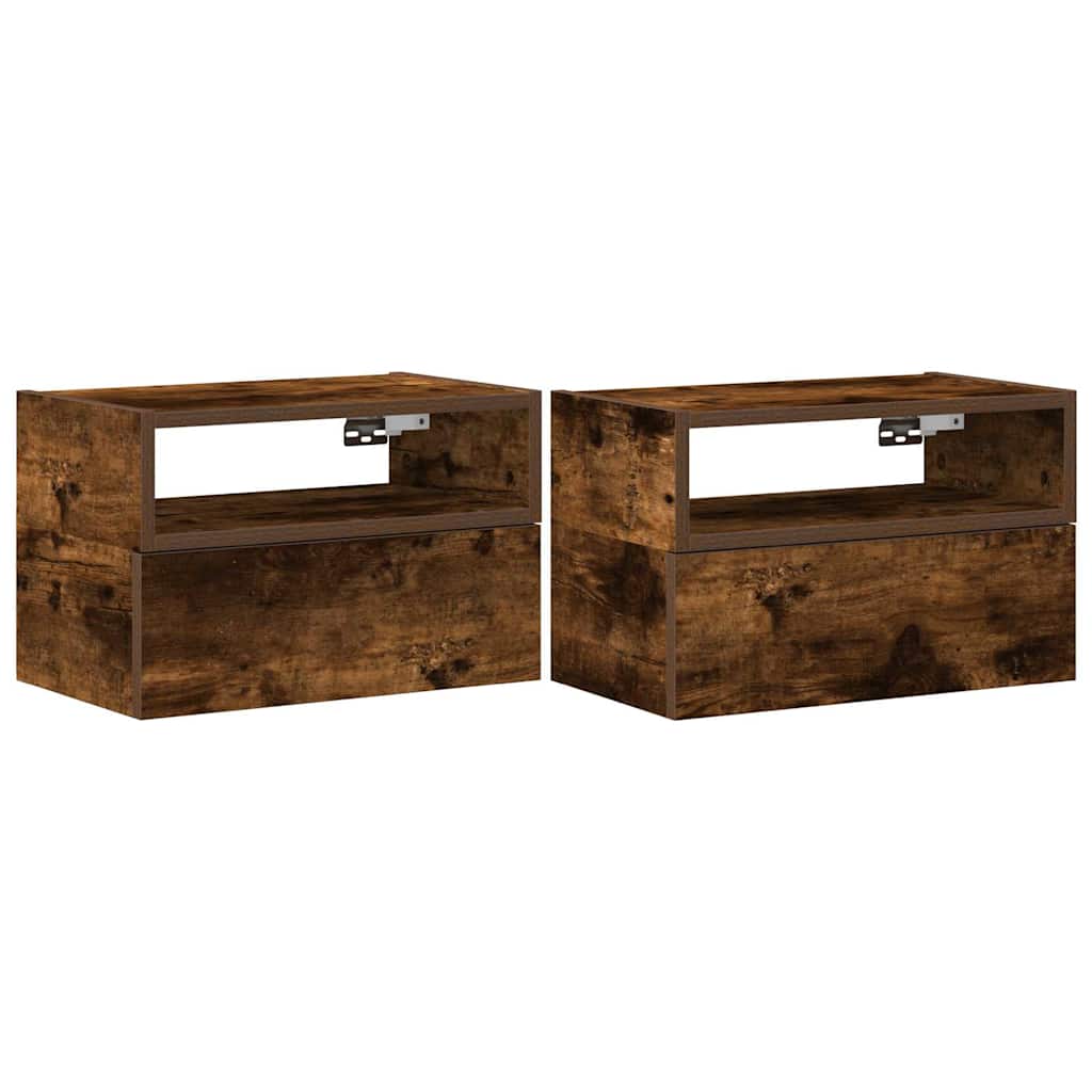 vidaXL Wiszące szafki nocne, 2 szt., przydymiony dąb, 45x26x28,5 cm