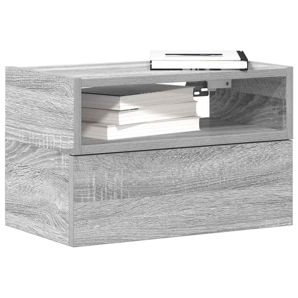 vidaXL Wisząca szafka nocna, szary dąb sonoma, 45x26x28,5 cm