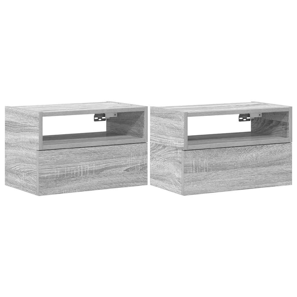 vidaXL Wiszące szafki nocne, 2 szt., szary dąb sonoma, 45x26x28,5 cm