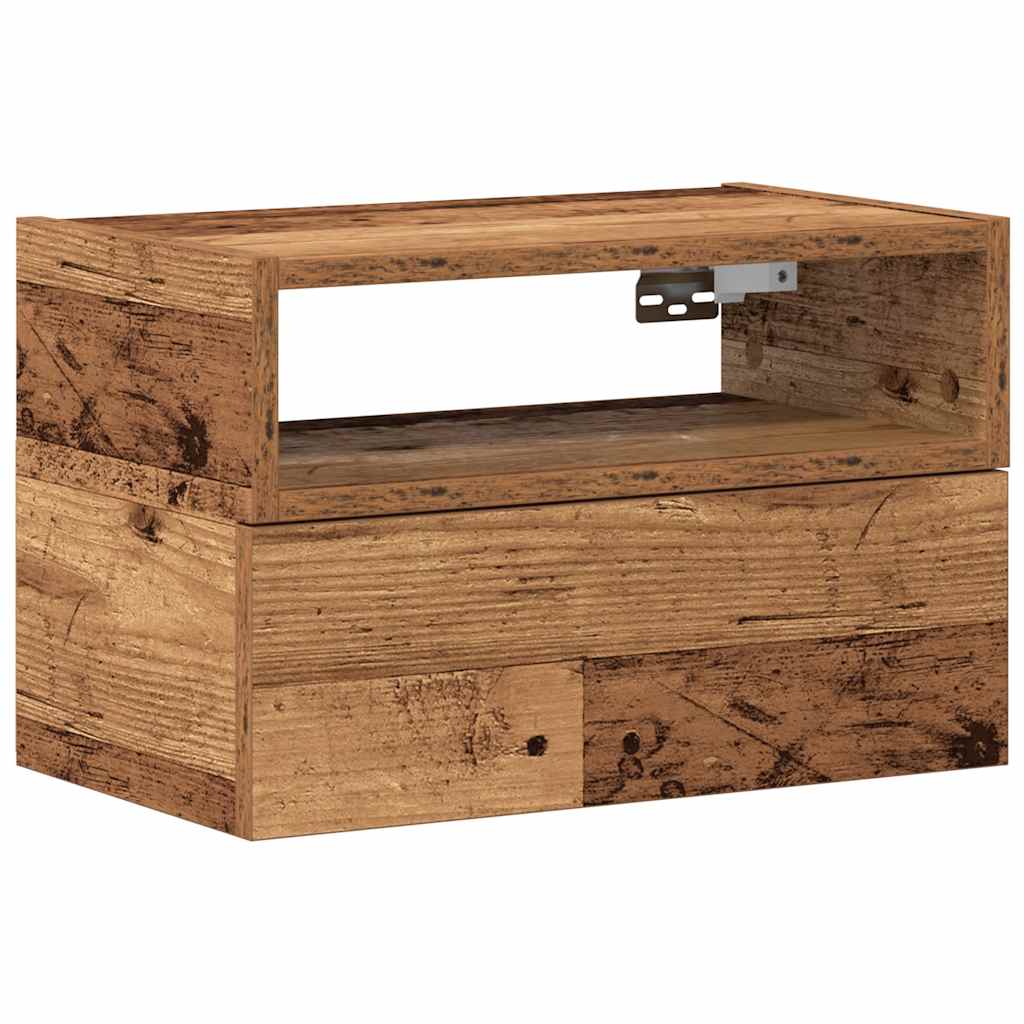 vidaXL Wisząca szafka nocna, stare drewno, 45x26x28,5 cm