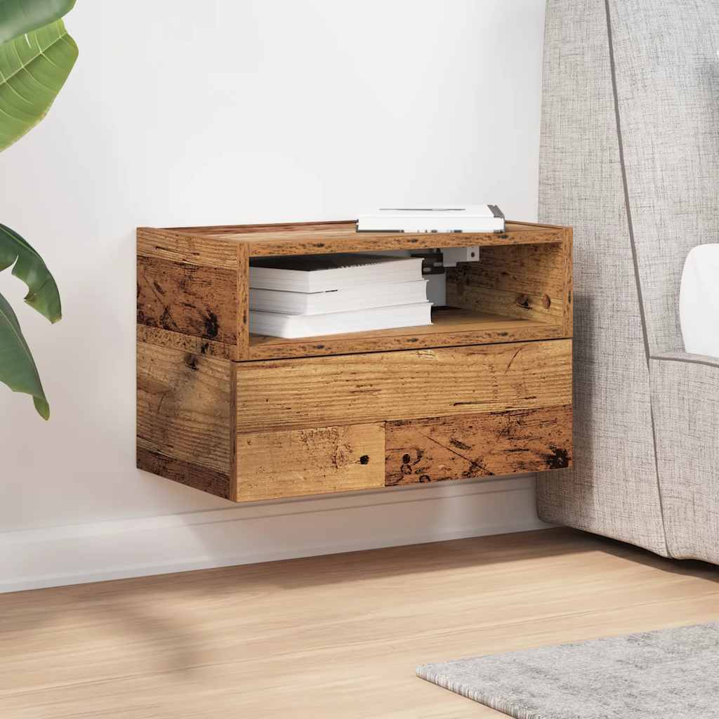 vidaXL Wisząca szafka nocna, stare drewno, 45x26x28,5 cm