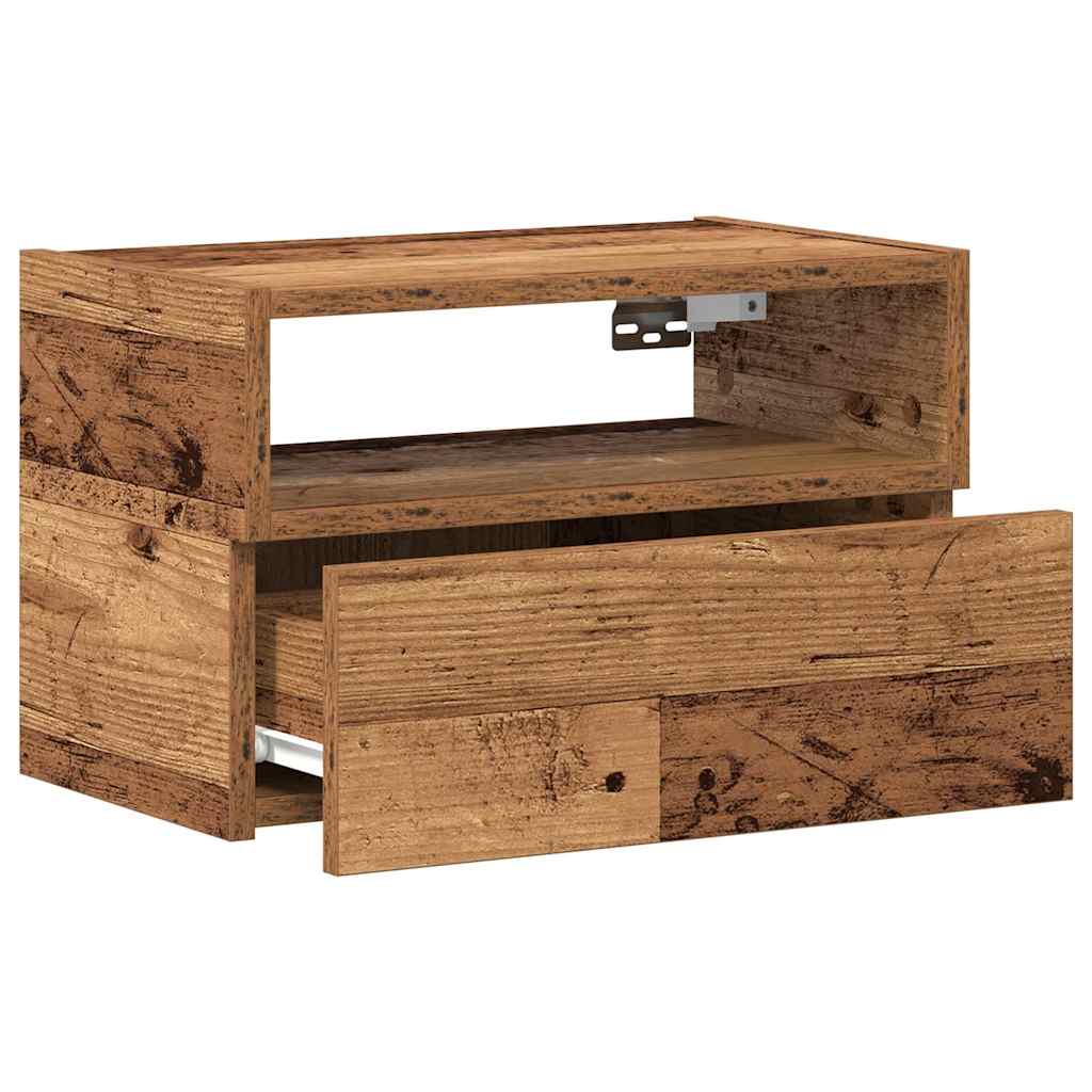 vidaXL Wisząca szafka nocna, stare drewno, 45x26x28,5 cm