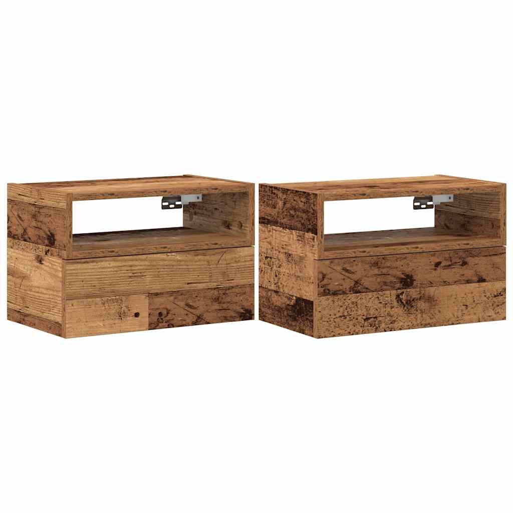 vidaXL Wiszące szafki nocne, 2 szt., stare drewno, 45x26x28,5 cm