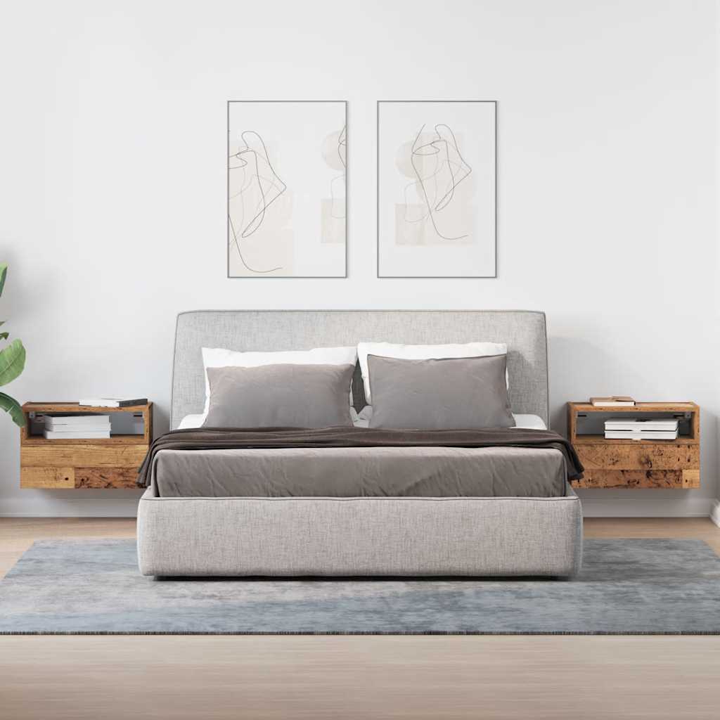 vidaXL Wiszące szafki nocne, 2 szt., stare drewno, 45x26x28,5 cm