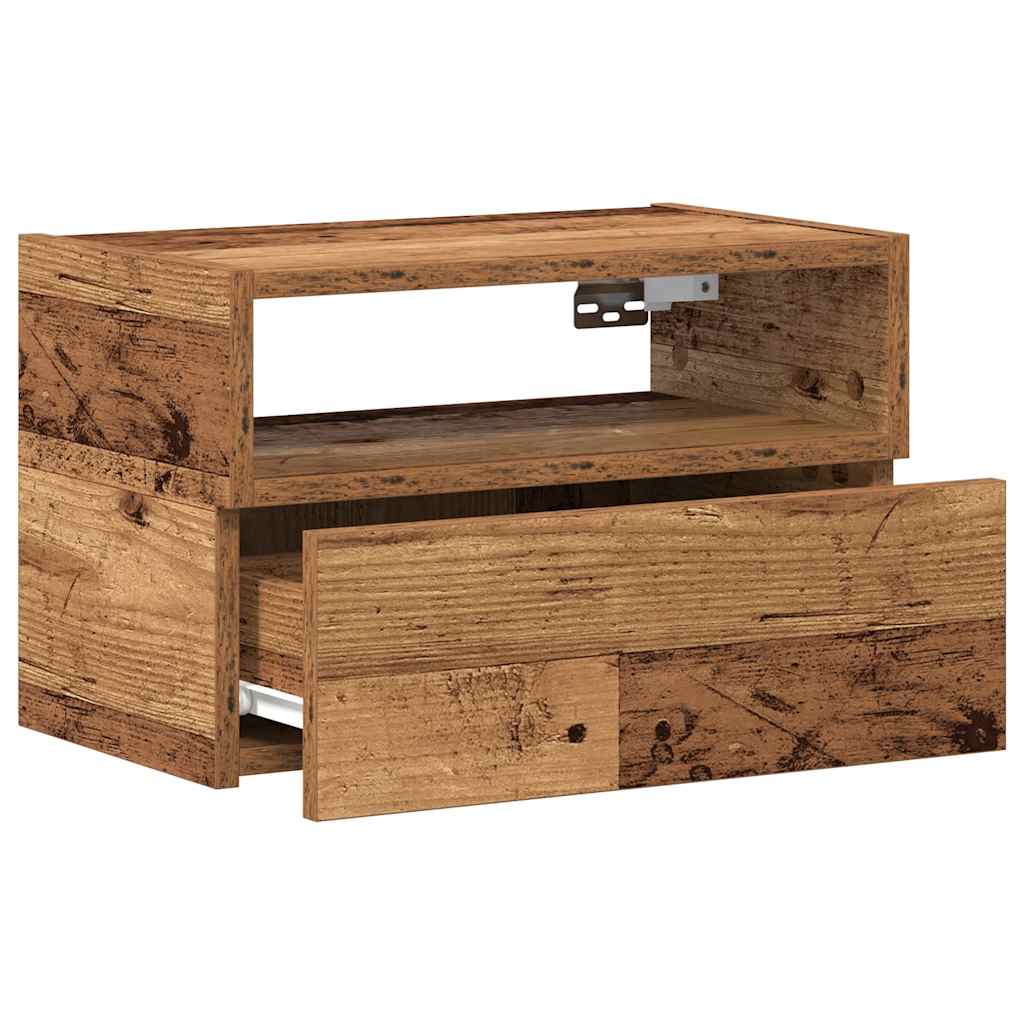 vidaXL Wiszące szafki nocne, 2 szt., stare drewno, 45x26x28,5 cm