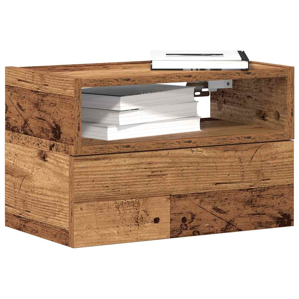 vidaXL Wiszące szafki nocne, 2 szt., stare drewno, 45x26x28,5 cm