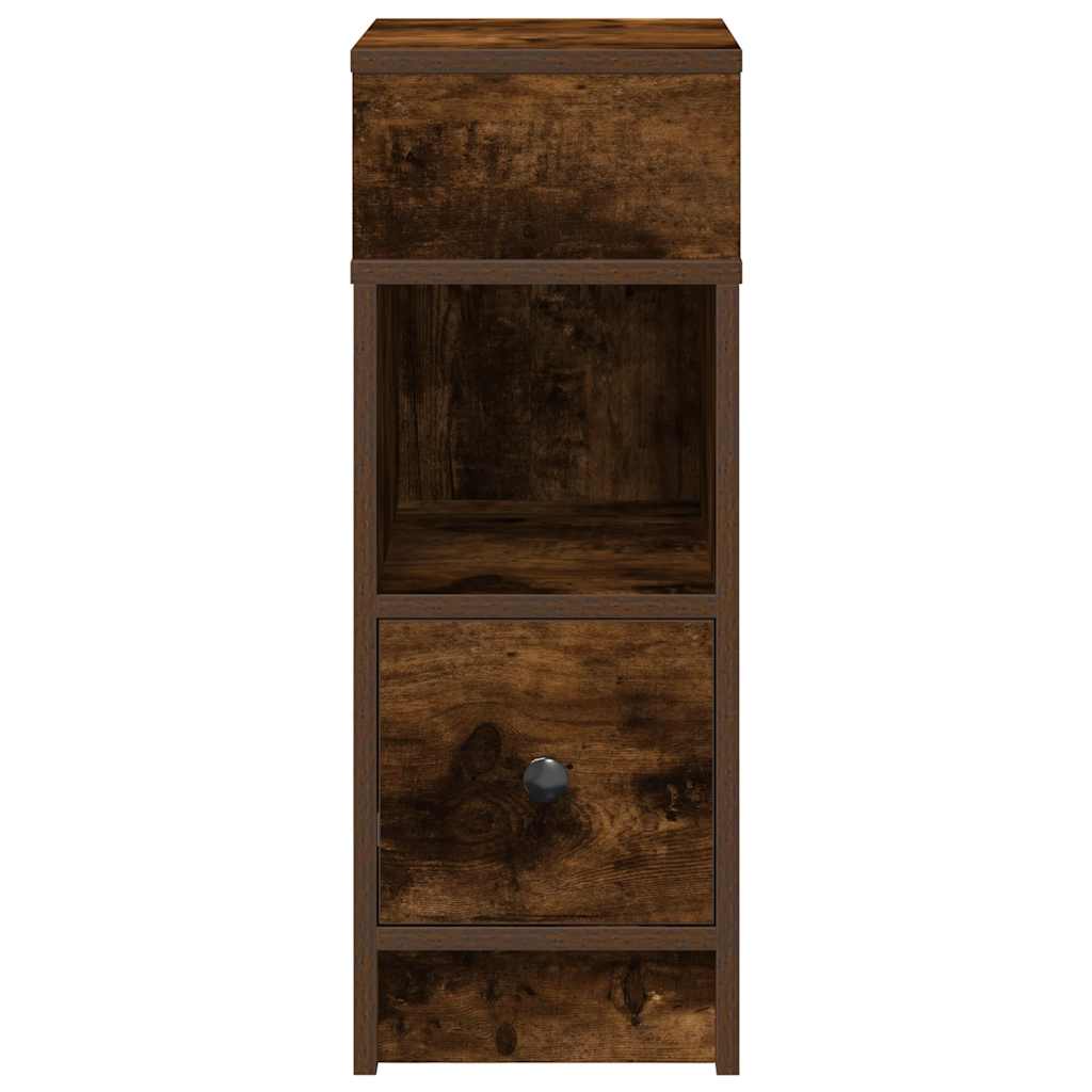 vidaXL Szafka nocna z szufladą, przydymiony dąb, 25x31x66 cm