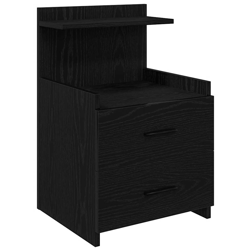 vidaXL Szafka nocna z 2 szufladami Czarna 40x36,5x62 cm