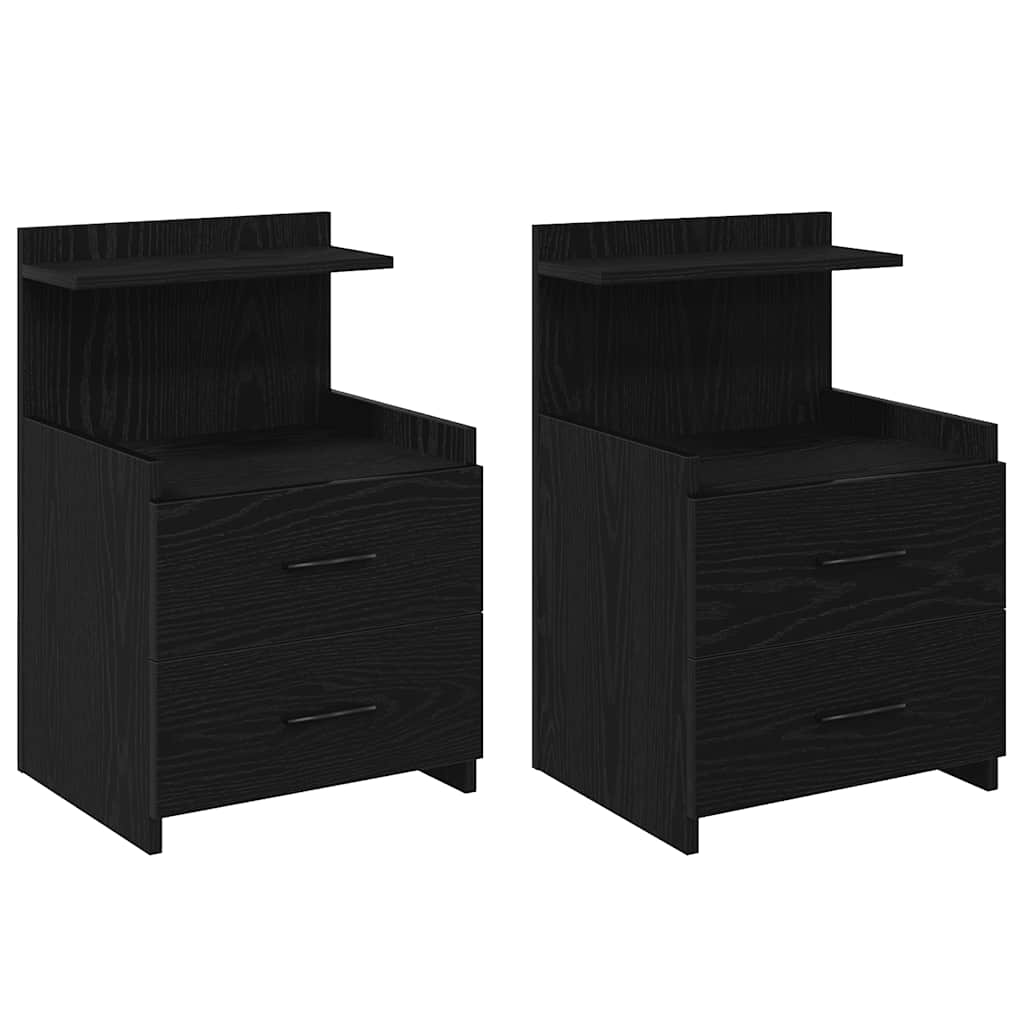vidaXL Szafki nocne 2 szt. z 2 szufladami czarne 40x36,5x62 cm