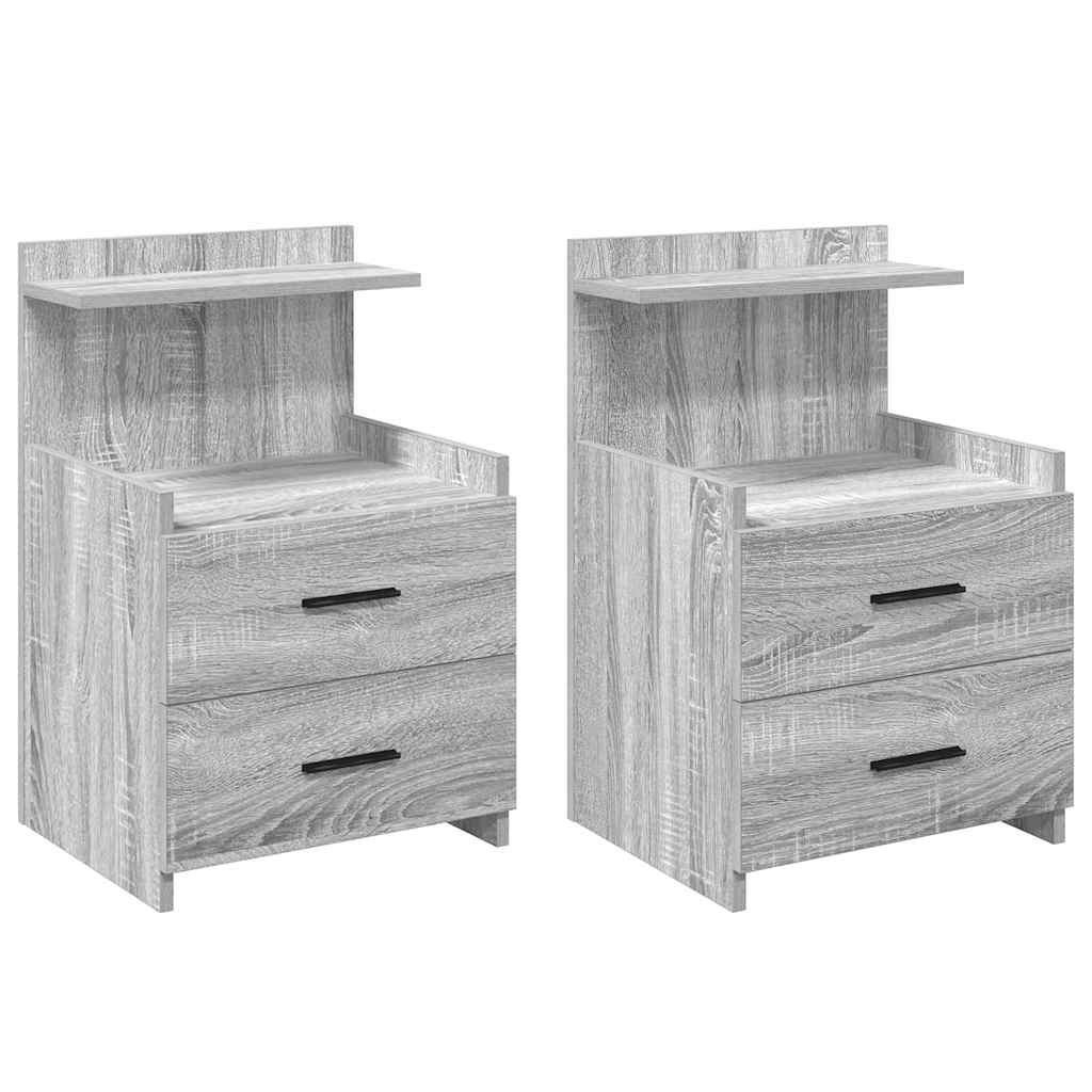 vidaXL Szafki nocne 2 szt. z 2 szufladami Szary Sonoma 40x36,5x62 cm