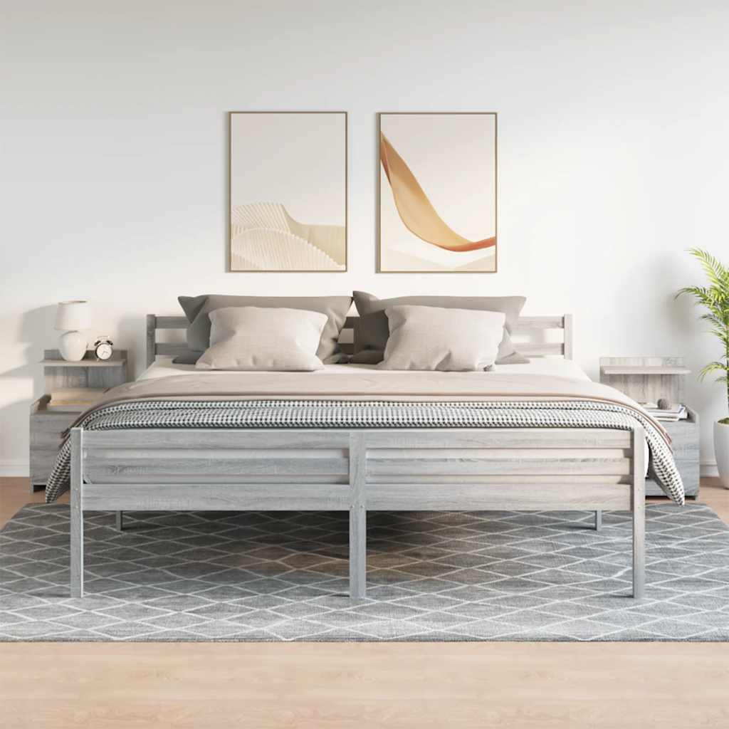 vidaXL Szafki nocne 2 szt. z 2 szufladami Szary Sonoma 40x36,5x62 cm