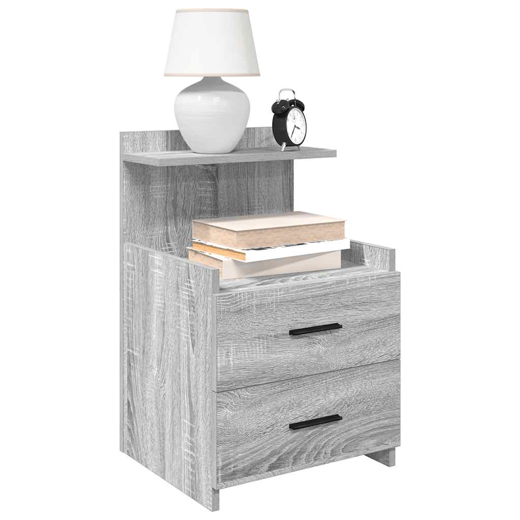 vidaXL Szafki nocne 2 szt. z 2 szufladami Szary Sonoma 40x36,5x62 cm