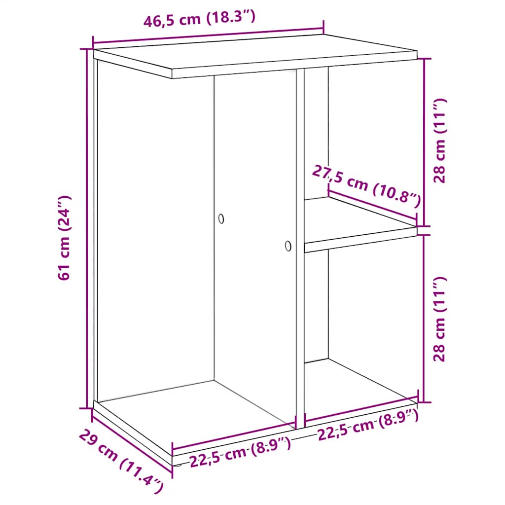 vidaXL Stolik nocny, biała, 46,5x29x61 cm, materiał drewnopochodny