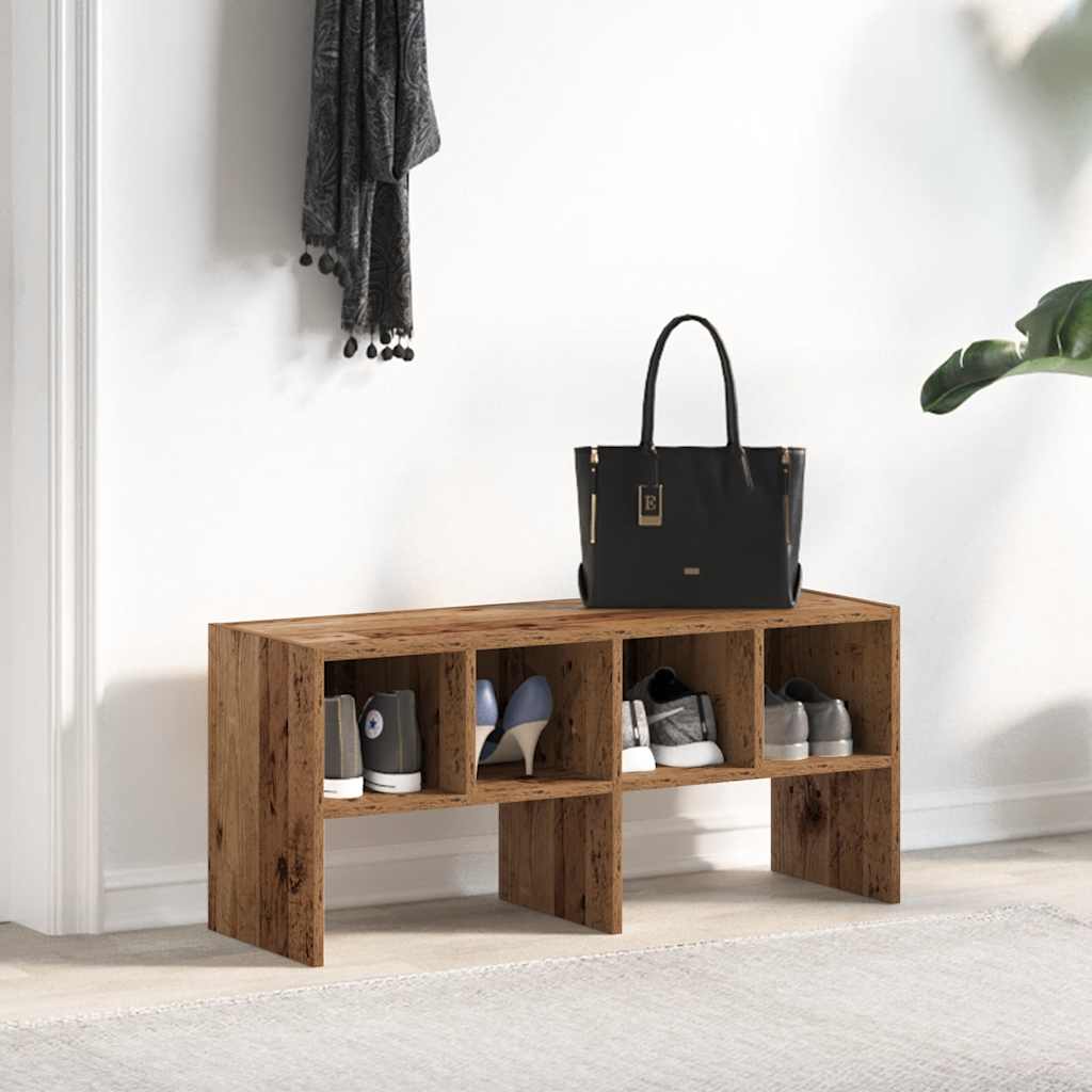 vidaXL Stojak na buty, sztaplowany, stare drewno, 89,5x30x40 cm