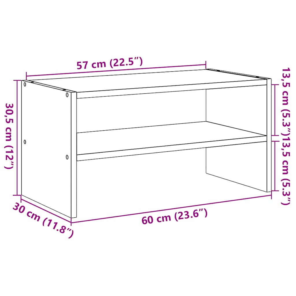 vidaXL Stojak na buty, sztaplowany, czarny, 60x30x30,5 cm