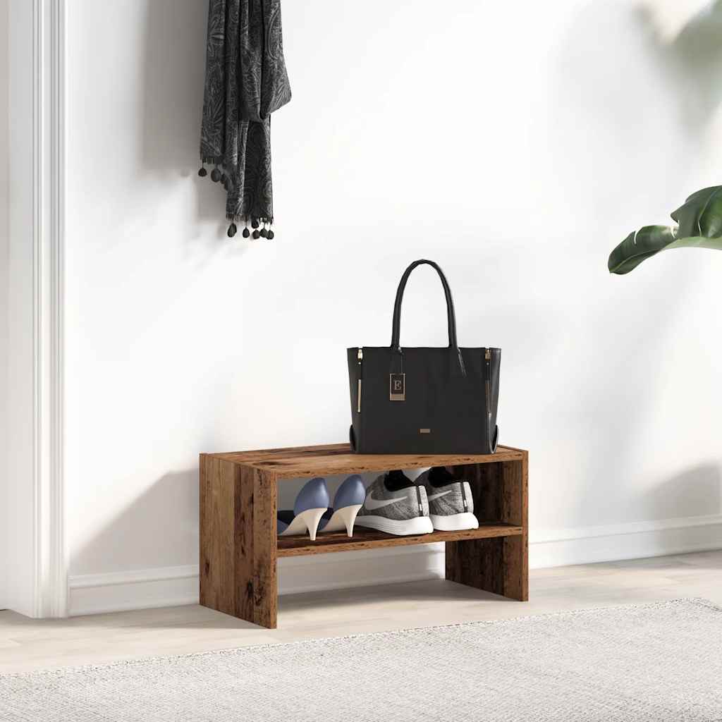 vidaXL Stojak na buty, sztaplowany, stare drewno, 60x30x30,5 cm