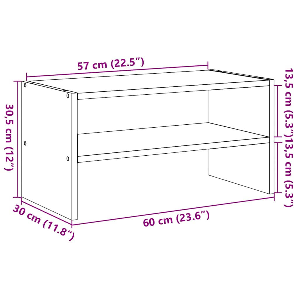 vidaXL Stojak na buty, sztaplowany, stare drewno, 60x30x30,5 cm