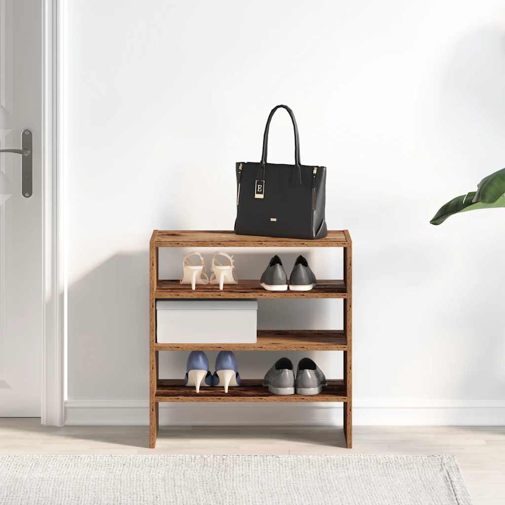 vidaXL Stojaki na buty 2 szt., sztaplowany, stare drewno, 60x30x30,5cm