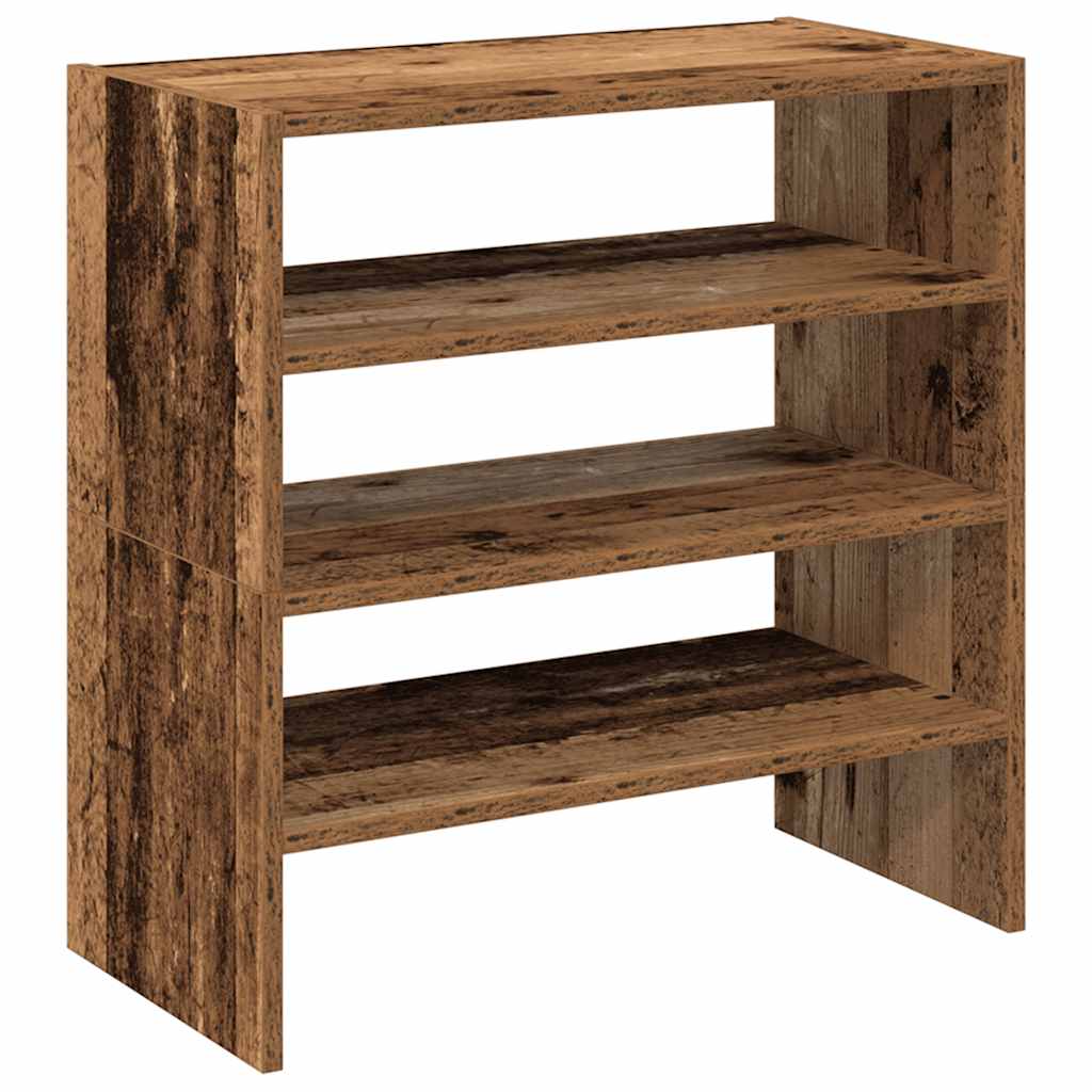 vidaXL Stojaki na buty 2 szt., sztaplowany, stare drewno, 60x30x30,5cm