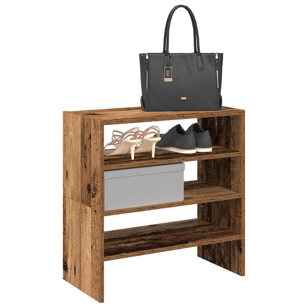 vidaXL Stojaki na buty 2 szt., sztaplowany, stare drewno, 60x30x30,5cm