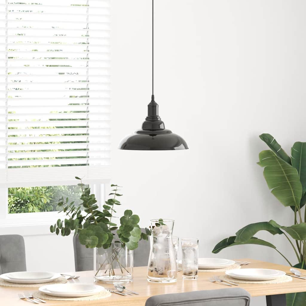 vidaXL Lampa wisząca z regulacją wysokości E27 połysk czarny metal