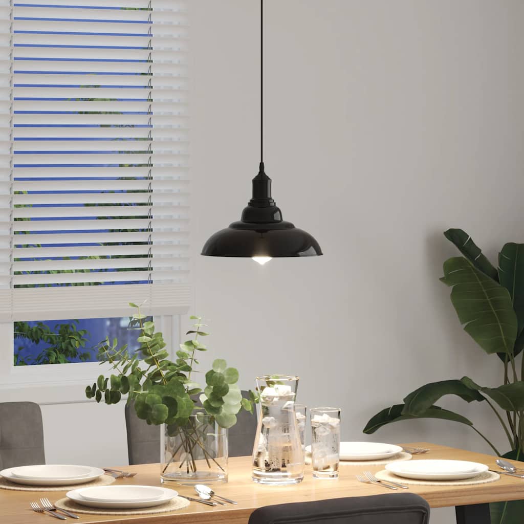 vidaXL Lampa wisząca z regulacją wysokości E27 połysk czarny metal