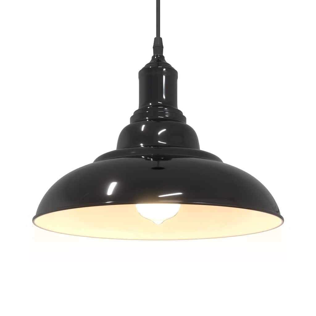 vidaXL Lampa wisząca z regulacją wysokości E27 połysk czarny metal